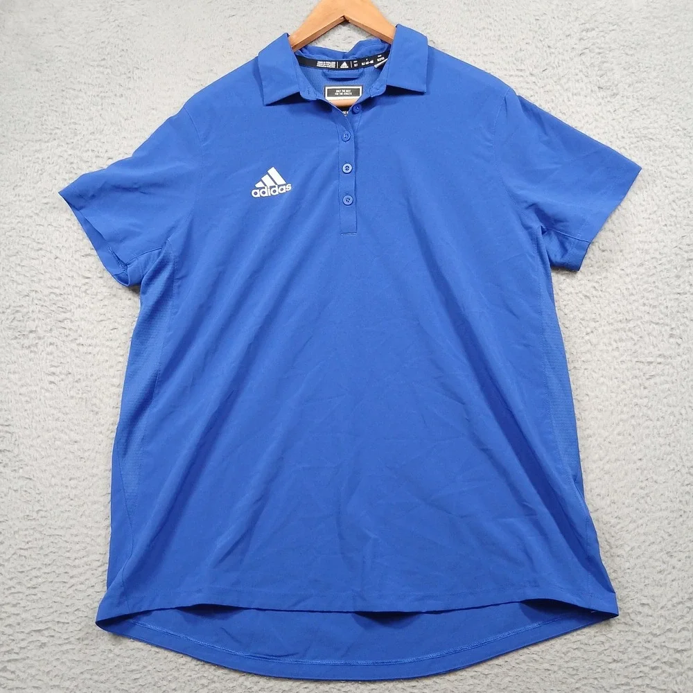 Adidas HG7477‎ Short Sleeve Performance Polo Shirt Mens XLT Blue EUC